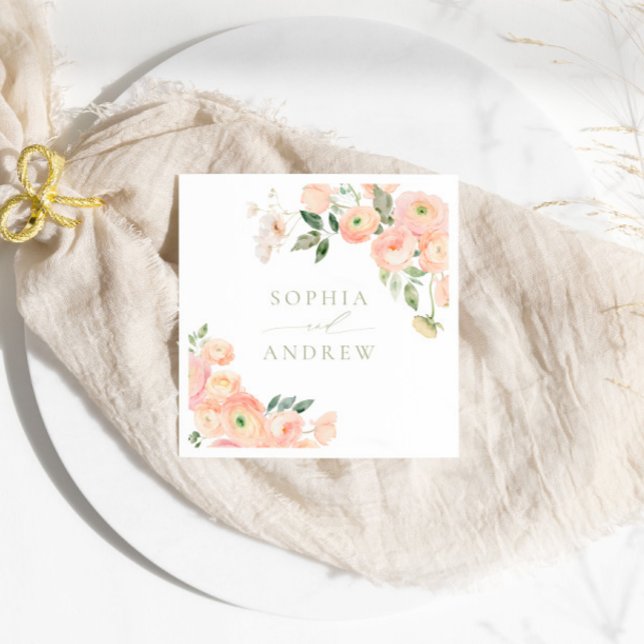 Servilleta De Papel Elegante Rubor & Sage Green Boda Napkins (Subido por el creador)