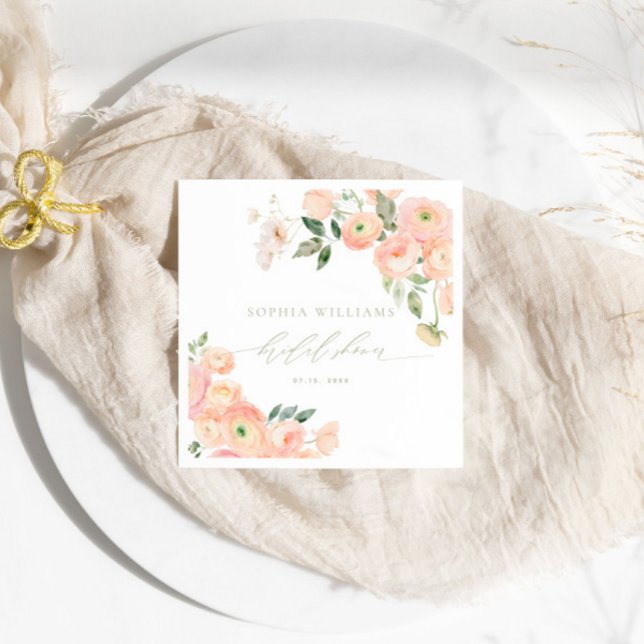 Servilleta De Papel Elegante Rubor & Sage Green Bridal Shower Napkins (Subido por el creador)