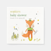 Elegante Rustic Cute Woodland Fun Fox Baby Shower