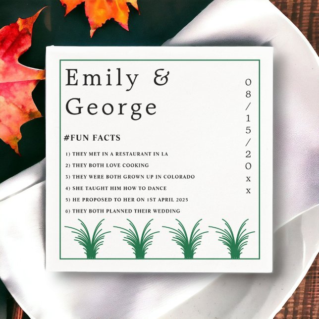 Servilleta De Papel Elegante Rustic Green Grass Fact Fall Wedding (Subido por el creador)