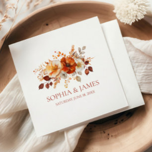 Servilleta De Papel Elegante Rústica Boda Floral Otoño