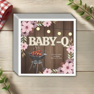 Servilleta De Papel Elegante Rústico Floral Baby-Q Grill Baby Shower