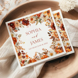 Servilleta De Papel Elegante Rústico Otoño Floral Boda