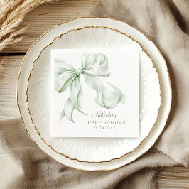 Servilleta De Papel Elegante Sage Green Bow Baby Shower