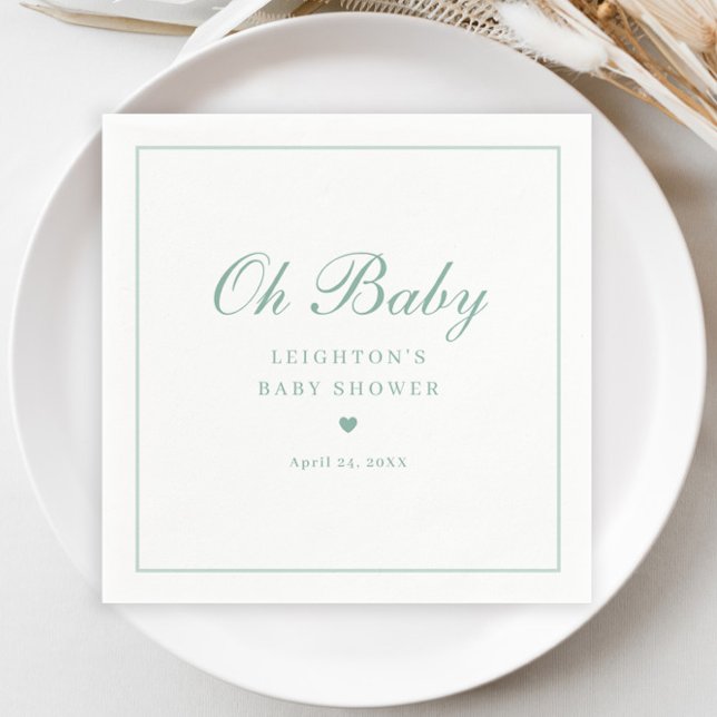 Servilleta De Papel Elegante Sage Green Script Neutral Baby Shower (Subido por el creador)