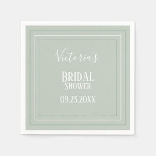 Servilleta De Papel Elegante Sage Green White Modern Bridal Shower