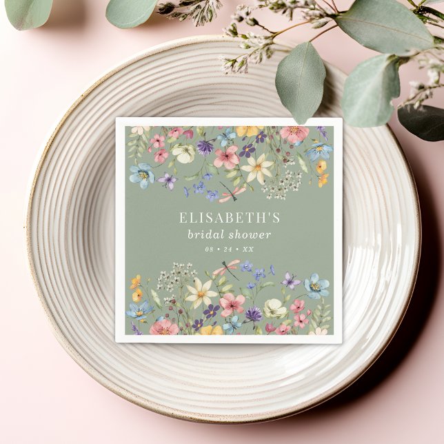 Servilleta De Papel Elegante Sage Green Wildflower Bridal Shower (Subido por el creador)