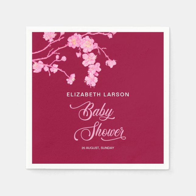 Servilleta De Papel Elegante Sakura Cherry Blossoms Baby Shower (Anverso)
