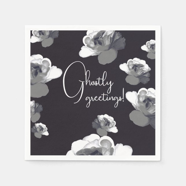 Servilleta De Papel Elegante saludo de Halloween Ghostly Rosa (Anverso)