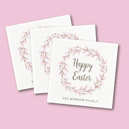 Servilleta De Papel Elegante sauce llorón rosa Feliz Pascua