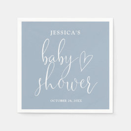 Servilleta De Papel Elegante Script Dusty Blue Baby Shower