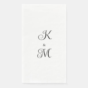 Servilleta De Papel Elegante Script Iniciales Boda Blanco