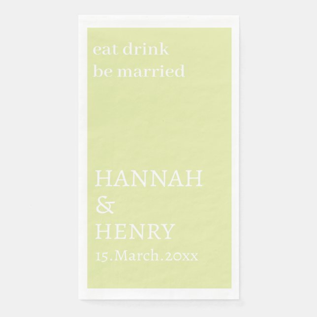 SERVILLETA DE PAPEL ELEGANTE SCRIPT MODERNO PERSONALIZADO BODAS DE CRE (Anverso)