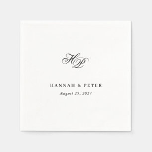 Servilleta De Papel Elegante Script Monograma Iniciales Boda mínimo