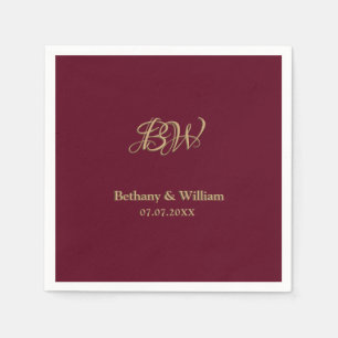 Servilleta De Papel Elegante Script Parejas Monograma Bodas Napkins
