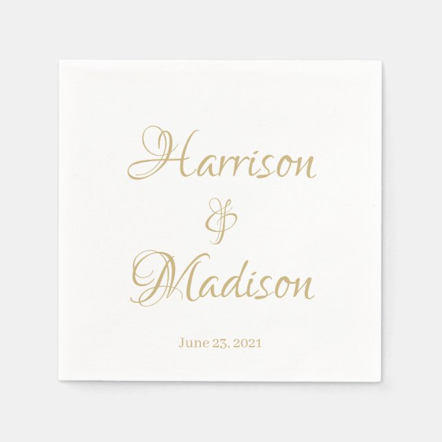 Servilleta De Papel Elegante Script Personalizado Pareja Nombres Boda  (Anverso)