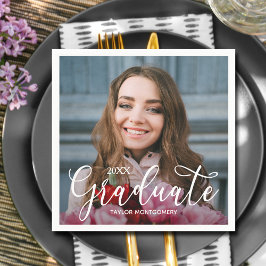 Servilleta De Papel Elegante Script Photo Graduation Party
