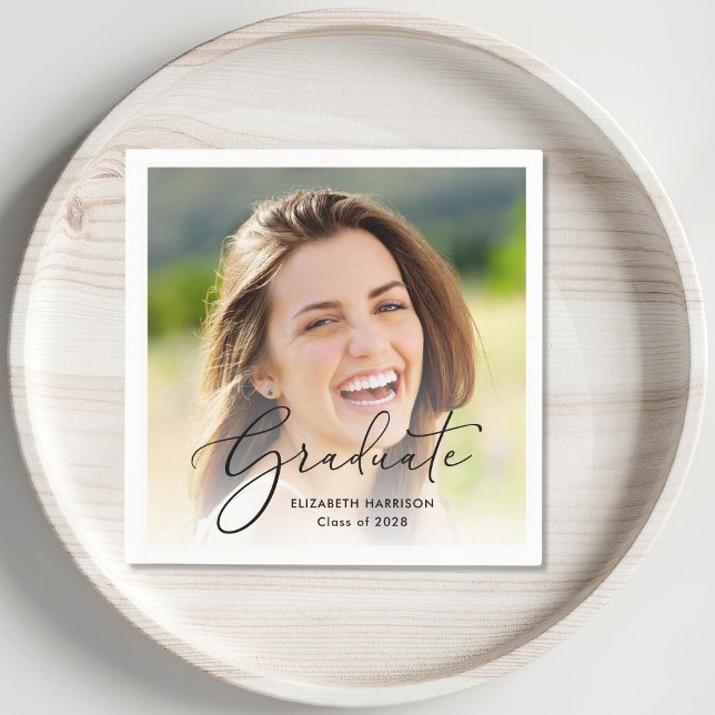 Servilleta De Papel Elegante Script Photo Overlay Party (Subido por el creador)