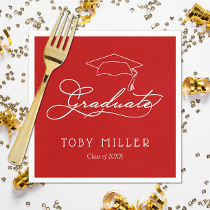 Servilleta De Papel Elegante Script Scarlet Red Graduation Napkins
