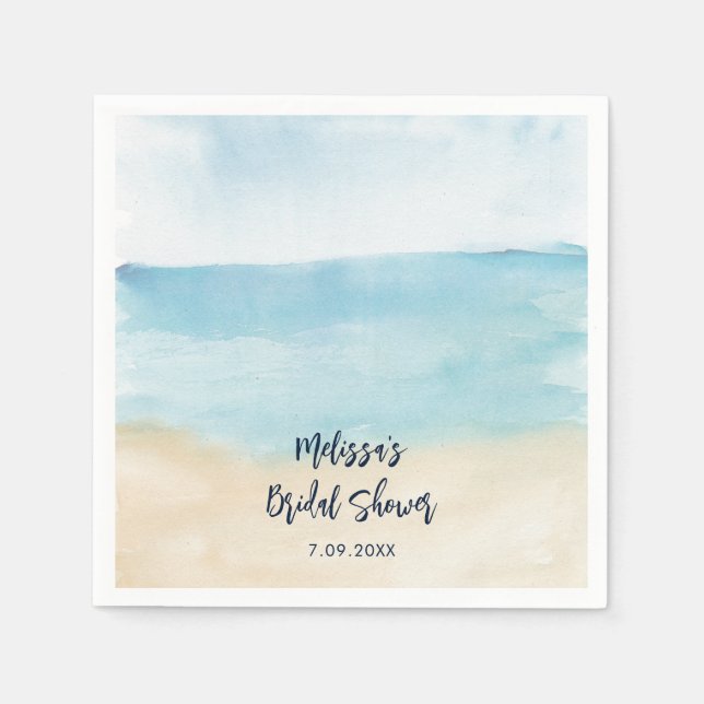 Servilleta De Papel Elegante Script Watercolor Bridal Shower Paper (Anverso)