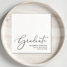 Servilleta De Papel Elegante Script White Graduation Party