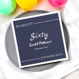 Servilleta De Papel Elegante Sencilla Marina Azul Blanco Moderno Cumpl