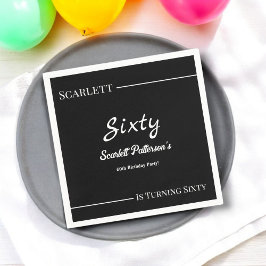 Servilleta De Papel Elegante, Sencillo, Negro Y Blanco Moderno Cumplea