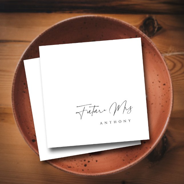 Servilleta De Papel Elegante Señora del Futuro | Bridal Shower con Let (Elegant Future Mrs _ Hand Lettered Bridal Shower Napkin)