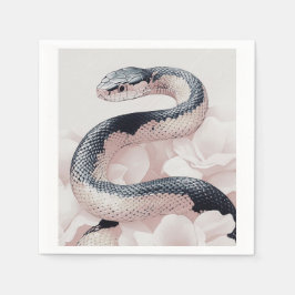 Servilleta De Papel Elegante serpiente enrollado en medio de flores bl