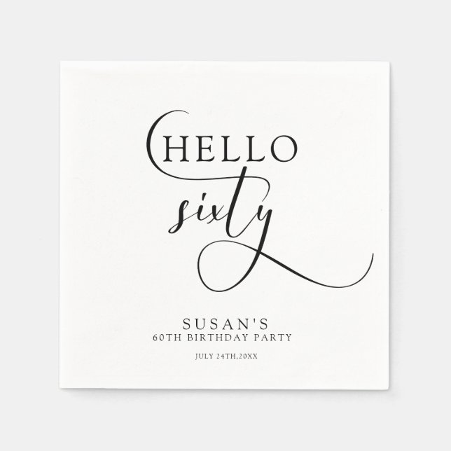Servilleta De Papel Elegante sexagésimo cumpleaños (Anverso)