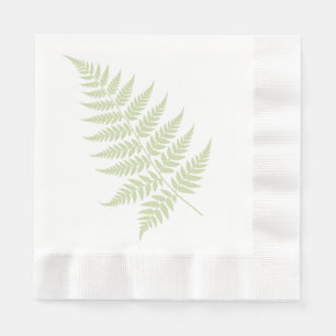 Servilleta De Papel Elegante Silueta Botánica de Helecho Verde Pistach