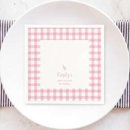 Servilleta De Papel Elegante simple bebé rosa Gingham Chica Baby Showe