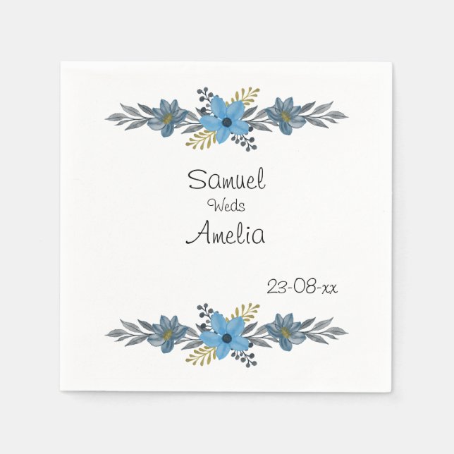 Servilleta De Papel Elegante Simple floral Nombre Personalizado Papel  (Anverso)