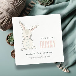 Servilleta De Papel Elegante simple lindo rosa Rubor Bunny Kids Cumple
