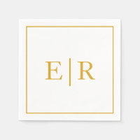 Elegante simple Monograma Dorado Boda