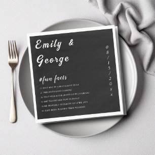 Servilleta De Papel Elegante simple negro y blanco Boda de hechos dive