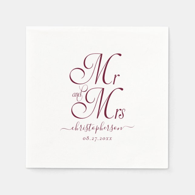 Servilleta De Papel Elegante simple Sr. y Boda de escritura de la Sra. (Anverso)