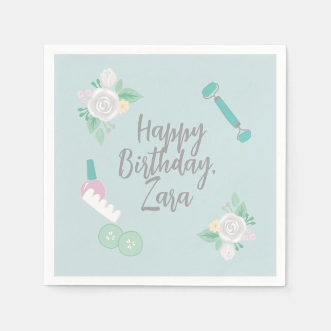 Servilleta De Papel Elegante Spa Fiesta Diseño personalizado azul (Anverso)