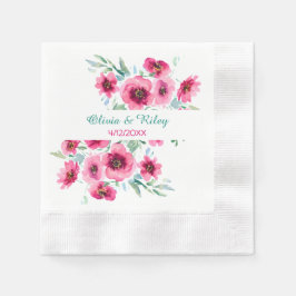 Servilleta De Papel Elegante Spring Pink Floral Boda Fecha