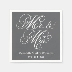 Servilleta De Papel Elegante Sr. Carbón y Sra. Script Personalizado Mo