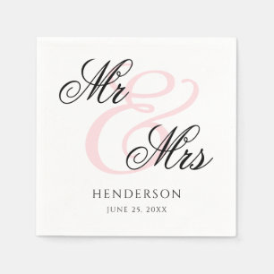Servilleta De Papel Elegante Sr. Minimal y Sra. Boda Napkins