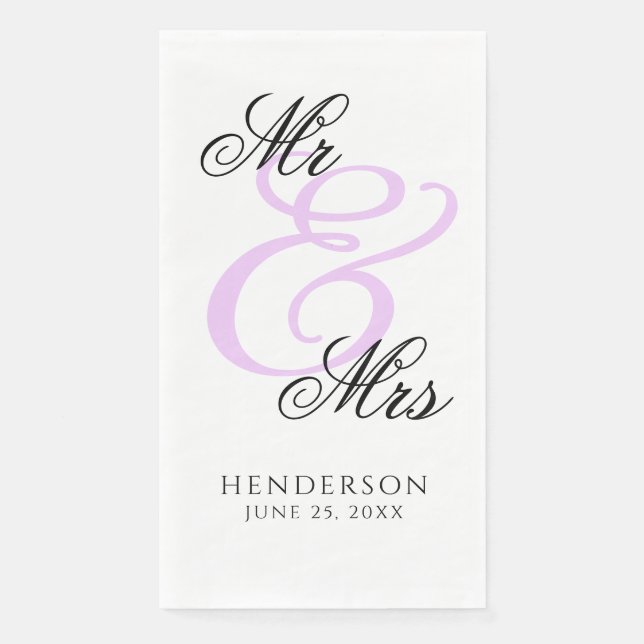Servilleta De Papel Elegante Sr. Minimal y Sra. Boda Napkins (Anverso)