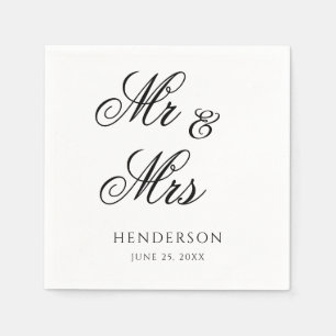 Servilleta De Papel Elegante Sr. Minimal y Sra. Boda Napkins