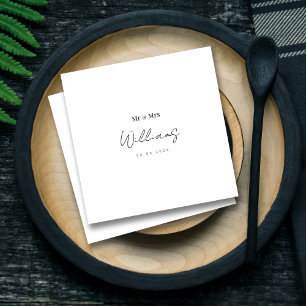 Servilleta De Papel Elegante Sr. y Sra. Bodas: mano con letra moderna
