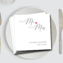 Servilleta De Papel Elegante Sr. y Sra. Script | Boda personalizado