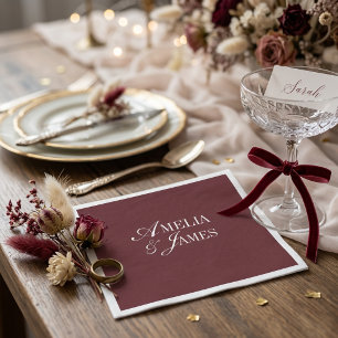 Servilleta De Papel Elegante Suite de Boda Minimalista Cabernet Borgoñ