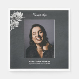 Servilleta De Papel Elegante Sunflowers Black Photo Funeral Memorial