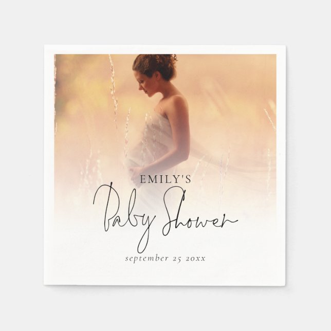 Servilleta De Papel Elegante superposición de foto género Baby Shower  (Anverso)