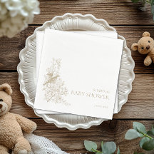 Elegante Tan Chinoiserie Naturaleza Aves Baby Show