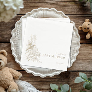 Servilleta De Papel Elegante Tan Chinoiserie Naturaleza Aves Baby Show